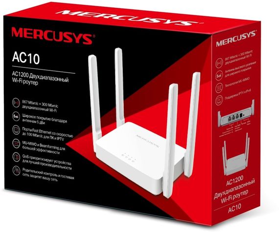 Маршрутизатор MERCUSYS AC10 AC1200 2xFE LAN 1xFE WAN (AC10) | Зображення 3