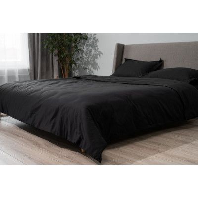 Простынь Ardesto на резинке Mix&amp;Match Premium, 100% хлопок, сатин черный 160х200+30 см (ART1620FSL) | Зображення 1