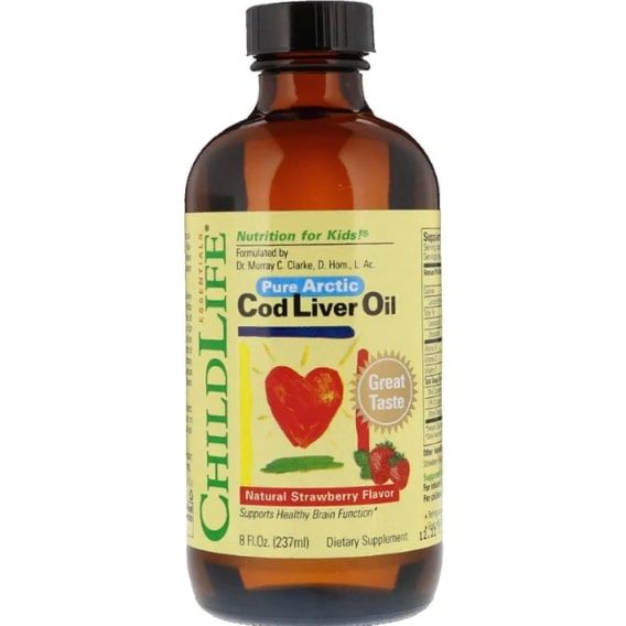 Жир із печінки тріски ChildLife Cod Liver Oil, 8 fl oz 237 ml Natural Strawberry Flavor CDL10500