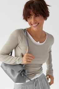 Подвійний лонг у рубчик - сірий цвет, M (є розміри)