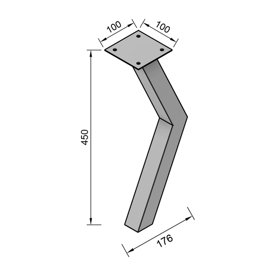 Ніжка для журнального столу з металу 176×100mm, H=450mm | Зображення 7