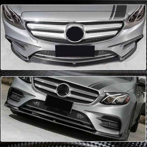 Передний Бампер Лип V1 для AMG-Line / E43 AMG 2016-2019, Карбон для Mercedes E-сlass W213 | Зображення 3