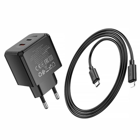 МЗП Hoco CS16A Wish PD20W (1USB-C/1L) + кабель Type-C to Lightning Black | Зображення 4
