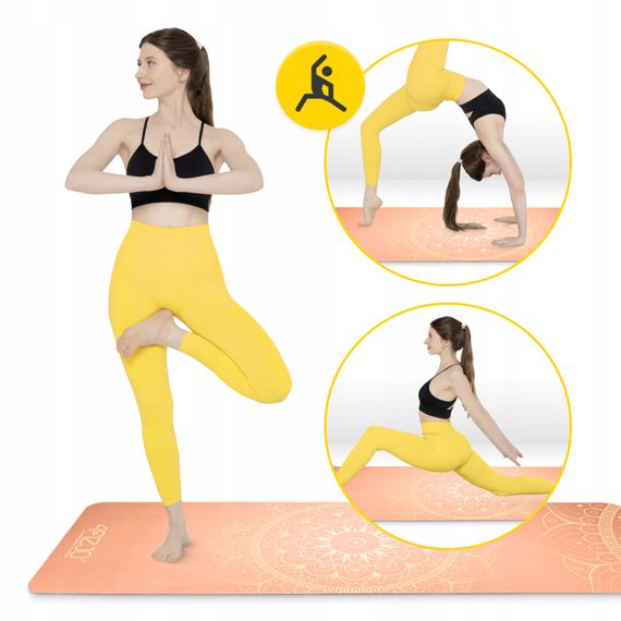 Килимок (мат) спортивний 4FIZJO замша 183 x 61 x 0.15 см для йоги та фітнесу Orange (P-5905973404402) | Зображення 6