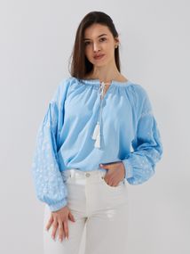 Блуза з принтом жіноча GENUA G01104-0003 S Блакитно-білий shop (2000999448898)