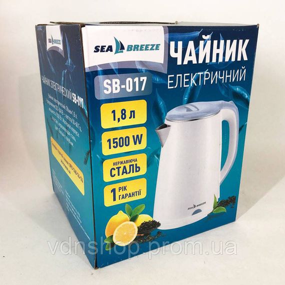Сучасний електричний чайник SeaBreeze SB-017, 1.8 Л 1500 Вт, Чайник металевий для дому WQ-74 | Зображення 6