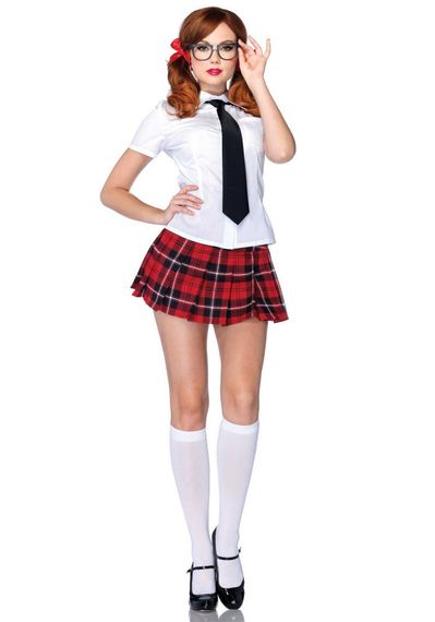 Еротичний костюм школярки Leg Avenue Private School Sweetie S, сорочка, спідниця, краватка, оправа | Зображення 1