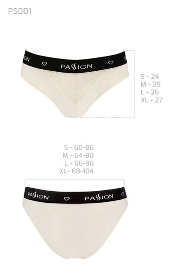 Трусики с широкой резинкой и кружевом Passion PS001 PANTIES, Экри, XL, XL | Зображення 3