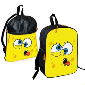 Школьный рюкзак детский Губка Боб + Сумка для обуви спортивной формы рюкзак-мешок  для мальчика (01684)