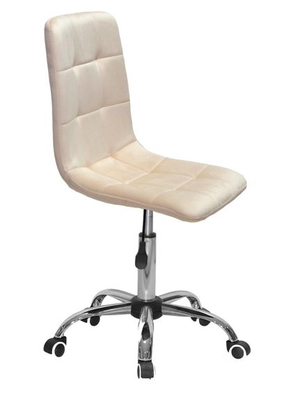 Стілець м'який із регулюванням висоти Tom CH-Office Ø570 мм, на хромованій хрестовині на прогумованих колесах велюр бежевий UC-902 | Зображення 1