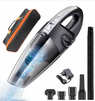 Автомобільний ручний пилосос для сухого і вологого прибирання з чохлом, портативний, зарядкний від мережі 220 В, чорного кольору - XPRO VACCUM CLEANER E-6 (42953-E-6_451)