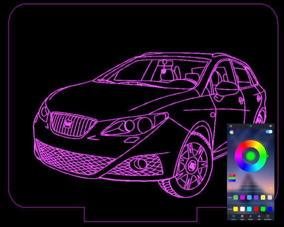 Акриловий світильник-нічник керування з телефона Сеат SEAT tty-n000651