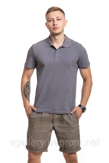 Футболка чоловіча ПОЛО — Сіра з коротким рукавом XXL