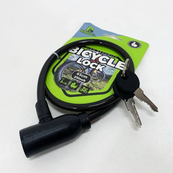 Замок велосипедний KIHUU LOCK 801, 8*65 тросовий, 2 ключі. Колір: чорний RI-57 | Зображення 1