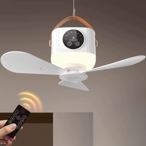 Портативний вентилятор D01 with LED and remote control 7200mAh White | Зображення 1