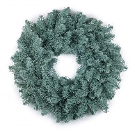 Венок новогодний рождественский Premium из литой хвои d-55 см голубой | Зображення 1
