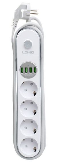 Сетевой фильтр удлинитель LDNIO SE4432 4 розетки 4 USB 2 м Белый | Зображення 3