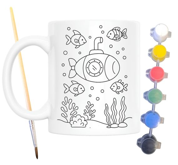 Набор для творчества кружка раскраска Подводная лодка 330 мл белая (КР0163) | Зображення 1