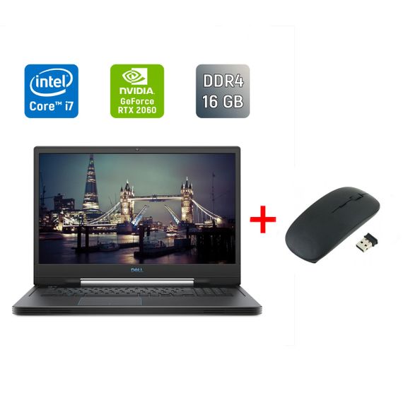Игровой ноутбук Dell G7 7790 / 17.3" (1920x1080) IPS / Intel Core i7-9750H (6 (12) ядер по 2.6 - 4.5 GHz) / 16 GB DDR4 / 256 GB SSD + 1000 GB HDD / nVidia GeForce RTX 2060, 6 GB GDDR6, 192-bit / WebCam / Windows 10 б/у + Подарок Беспроводная мышь / USB