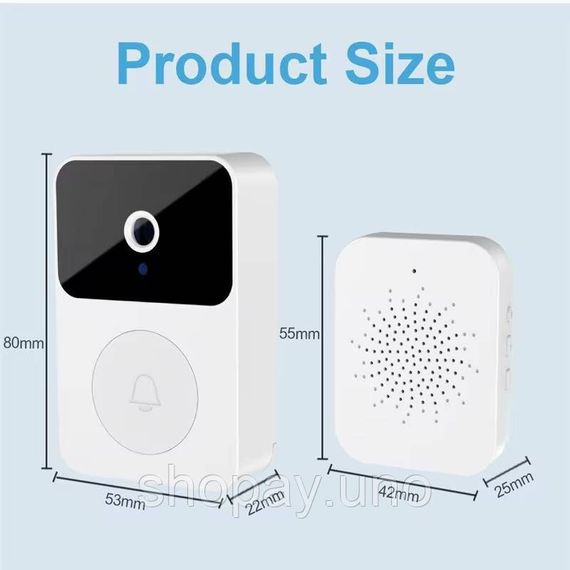 Бездротовий дверний WIFI дзвінок Doorbell X9 · Відеодомофон з Wi-Fi камерою та датчиком руху | Зображення 4
