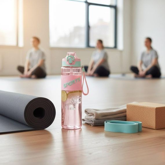 Эко-бутылка KANGZYUAN 500 мл - Розовая Tritan BPA-free, ударопрочная, спортивная с эргономичной крышкой | Зображення 9