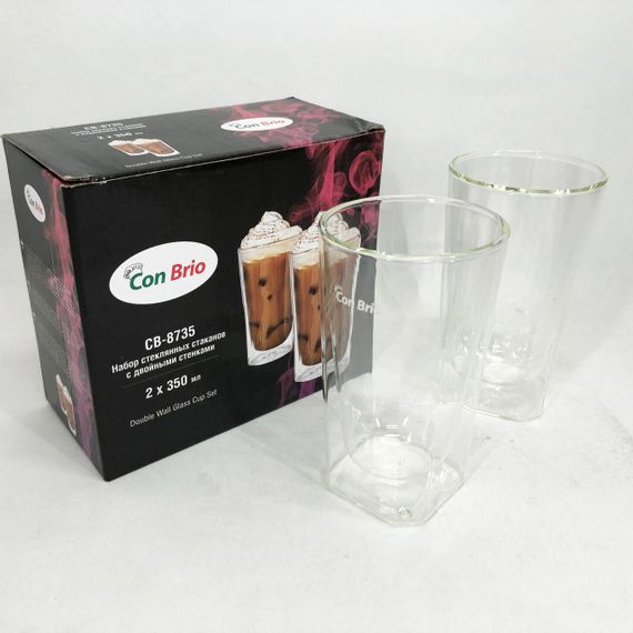 Чашка с двойными стенками для кофе Con Brio CB-8735-2, Чашка с двойным дном для латте NR-77 | Зображення 7