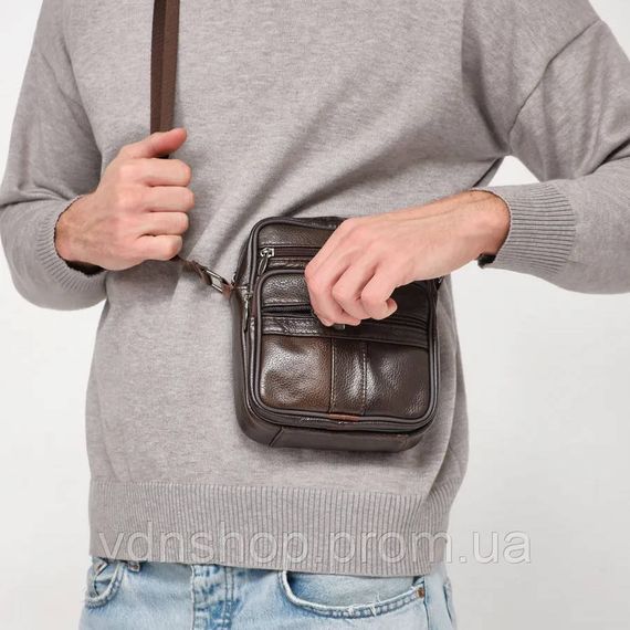 Сучасний месенджер, Чоловіча стьобана сумка через плече, Сумка месенджер шкіряна Чоловіча чорна WN-47 | Зображення 1
