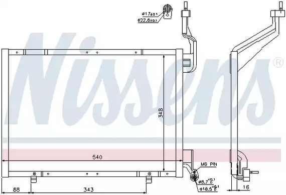Радіатор, конденсор кондиціонера FORD B-MAX, NISSENS (940287)
