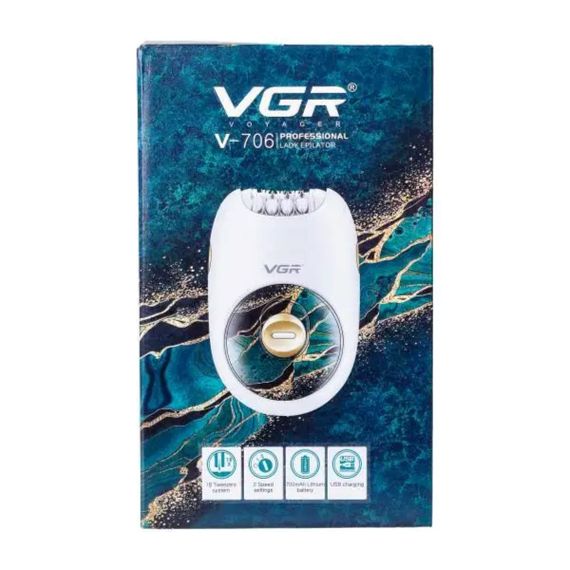 Эпилятор женский аккумуляторный 2 скорости USB депилятор для тела и ног VGR V-706 | Зображення 3