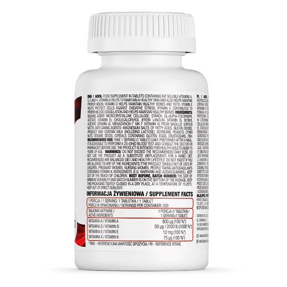 Мультивитамины для спорта OstroVit ADEK 200 Tabs | Зображення 1