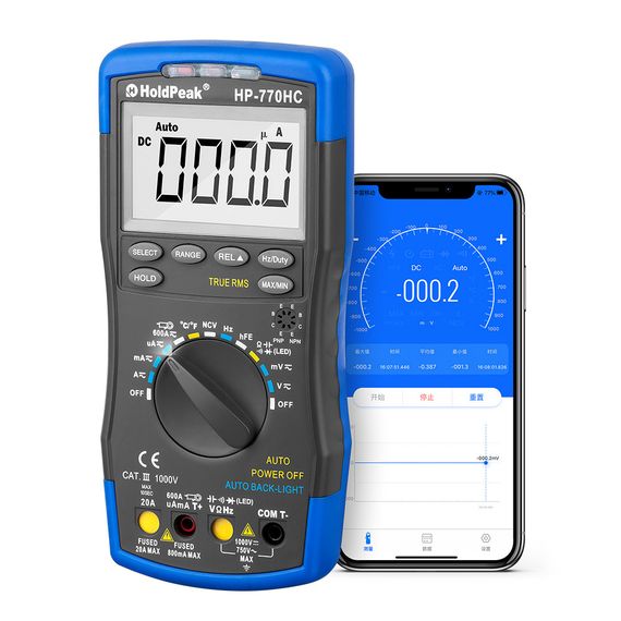 Мультиметр HoldPeak HP-770HC-APP высокоточный цифровой (TrueRMS 6000 отсчетов 1000В 20А AC/DC 60МОм 100мФ 1000°C 10МГц NCV) | Зображення 2