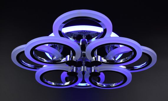 Люстра світлодіодна стельова LED світильник для квартири на стелю лед з пультом 25962 Хром 11х45х54 см. | Зображення 6