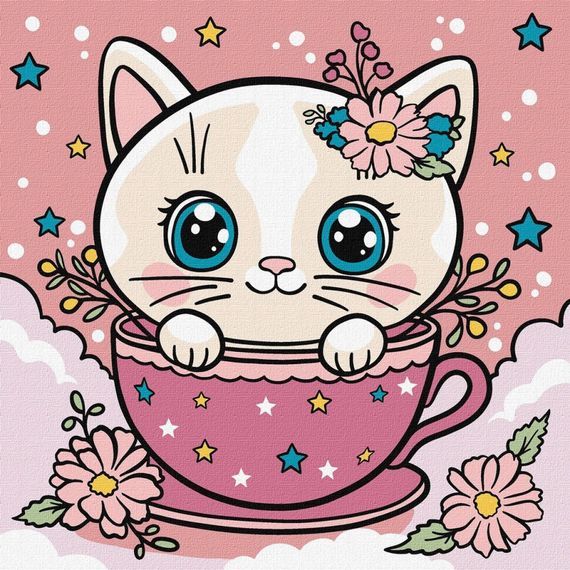 Картина по номерам "Цветочная чашка" ©art_selena_ua KHO6279, 25х25 см
