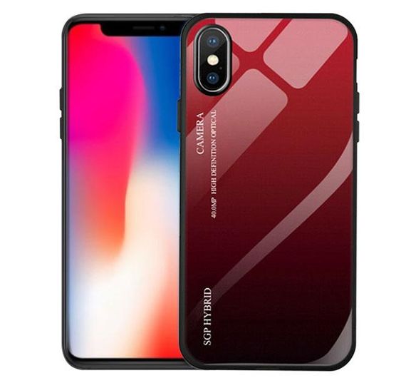 Чохол бампер Primo Gradient Glass для Apple iPhone X / Xs - Red