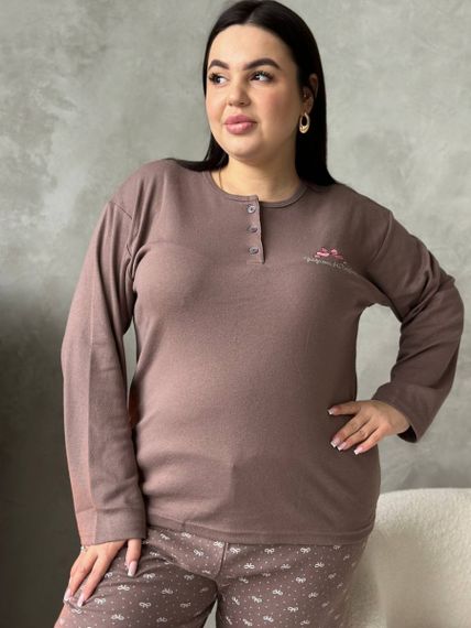 Тепла жіноча піжама PLUS SIZE з мікрофлісу