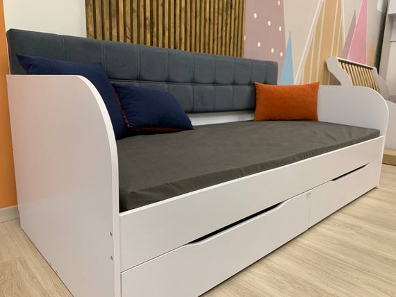 Дитяче полуторне ліжко LION Л-7 з шухлядами та ламелями Лілі-95 120x200 см Антрацит (LION-044240) | Зображення 8