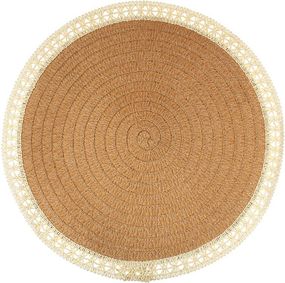 Набір 6 льняних підтарельників "Boho Lace" Ø38см, коричневі