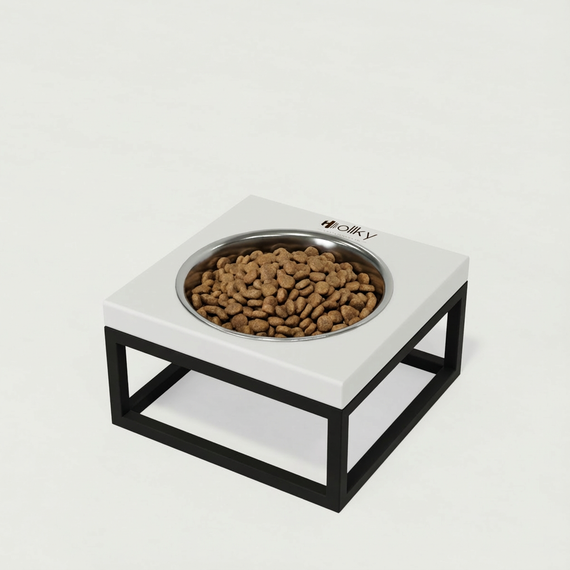 Миска на подставке для кошек и маленьких собак Hollky Base Solo S (1 × 0,45 л) Solo S-18187-BLWH