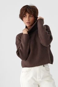 Базовий теплий гольф у рубчик - коричневий цвет, ONE SIZE (є розміри)