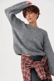 Мохерова кофта вільного фасону - сірий цвет, ONE SIZE (є розміри)