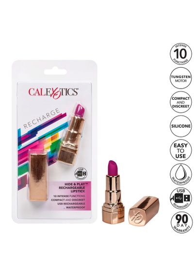Вибропуля в виде губной помады California Exotic, золотая, оранжевая Sex Aura | Зображення 6