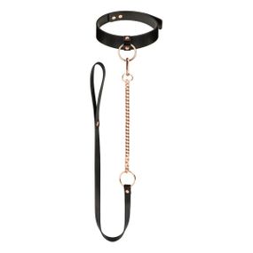 Нашийник із повідцем Rosy Gold — Collar with Leash — Black sexstyle