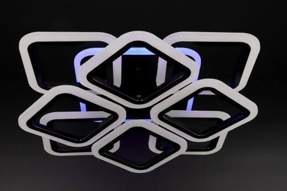 Люстра світлодіодна стельова LED світильник для квартири на стелю лед з пультом 25753 Чорний 11х50х50 см. | Зображення 6