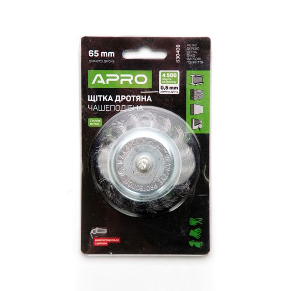 Щітка чаша сталеві витки 65 мм (дриль) APRO 8304081 | Зображення 1