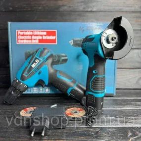 Набір  електро інструменту 2в1/ Шуруповерт+Болгарка міні 2 акб 12V AT-AG7501-2