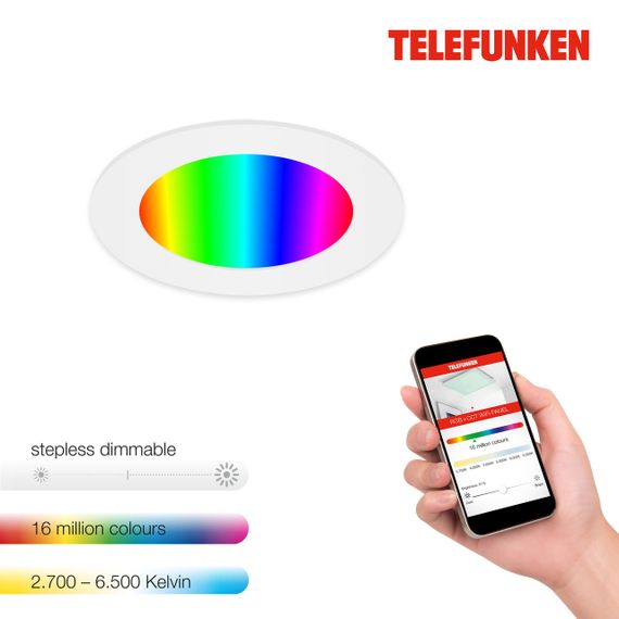 Светодиодный светильник с  WiFi  TELEFUNKEN Smart LED , Ø 12 см, 6 Вт, белый" | Зображення 1