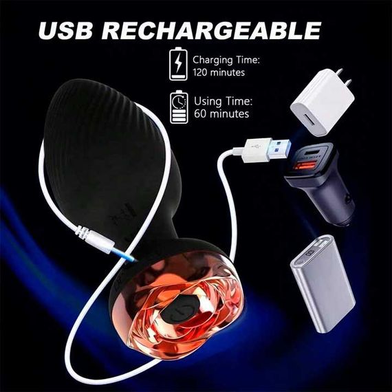 Силікональний анальний корок із вібрацією Rose з Д/К 3,5*9 см. Чорний — Анальні іграшки | Зображення 5