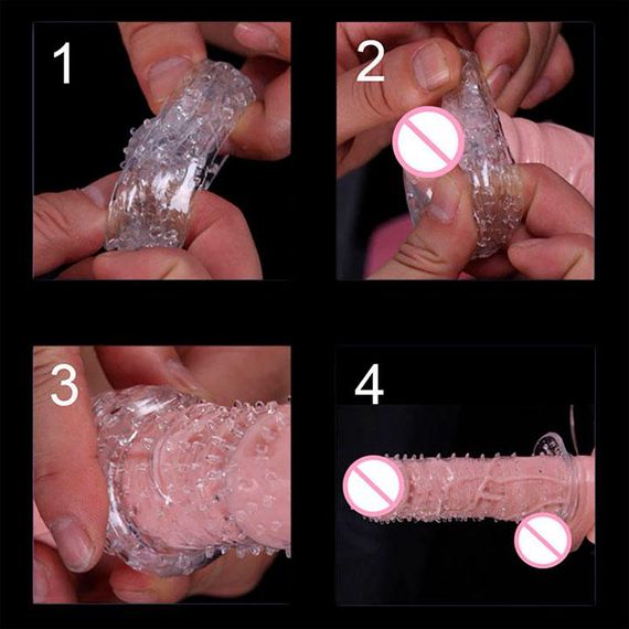 Набор рельефных эластичных насадок на пенис (5 штук) | Зображення 3