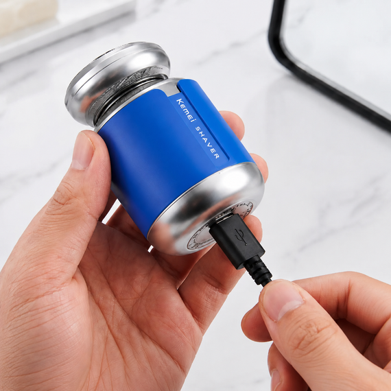 Мужской набор для бритья, от USB, 550 mAh, KM-3223, Синий / Аккумуляторная машинка для бороды | Зображення 2
