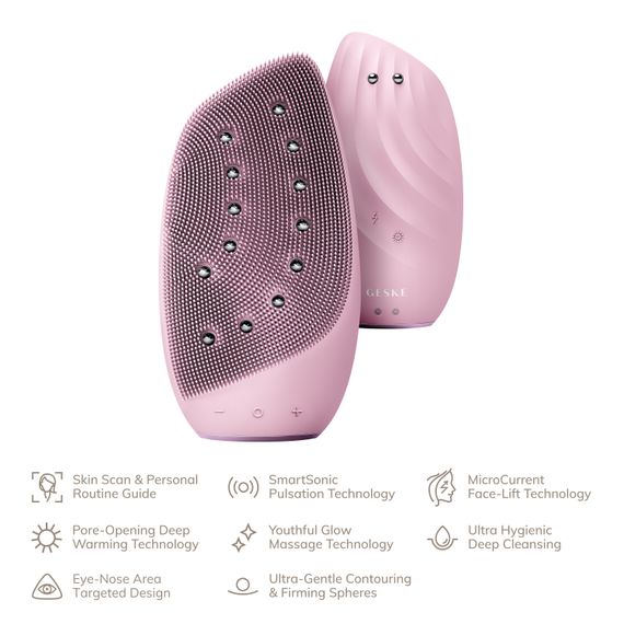 Очищувальна щітка для обличчя GESKE Sonic Thermo Facial Brush&Face-Lifter 8в1 pink | Зображення 1